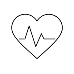 Heart shape with heartbeat line illustration on transparent background