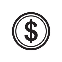 Fototapeta premium Vector art of dollar coin icon symbol of currency and finance american money sign