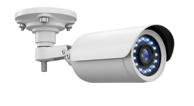 White Bullet Security Camera with Infrared LEDs