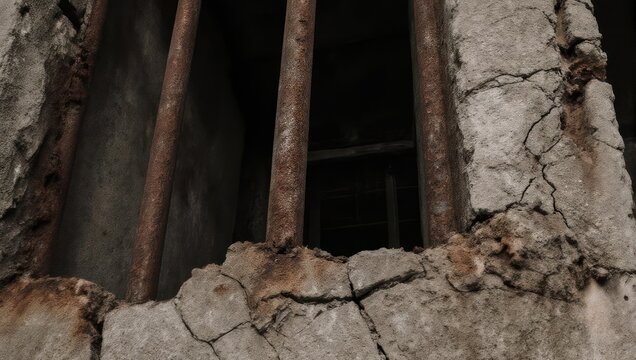 Weathered Bars - A Glimpse into an Abandoned Structure.