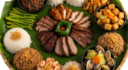 Abundant Filipino Feast on Banana Leaves