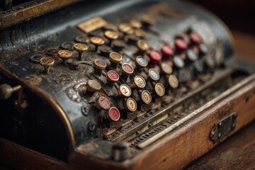 Vintage 1960s Mechanical Calculator with Number Dials and Aged Patina