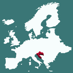 Fototapeta premium Croatia Country highlighted 3D map on Africa continent map vector illustration for projects and presentation 