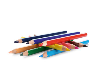 Group of colorful pencils on white background
