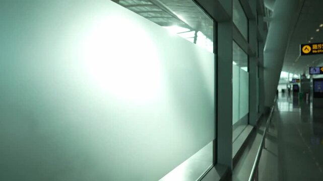 Modern interior with large windows and indirect light reflections