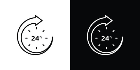 24 Hrs icon in stroke versions. Graphic elements for web