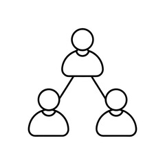Network diagram with three connected nodes on transparent background
