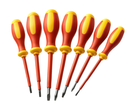 Insulated screwdriver set with non-conductive grips for electrical tasks.