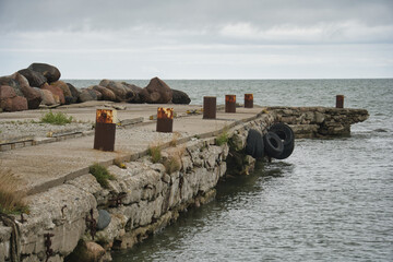Weathered Concrete Pier on a Gray Baltic Sea Day