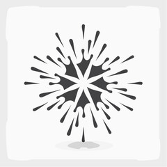 Obraz premium Abstract black ink burst graphic with radiating irregular shapes on a clean white background, resembling a stylized splash or starburst.