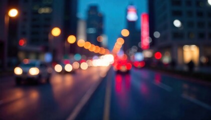 Abstract Night City Lights Blurred Urban Landscape for Modern Presentations