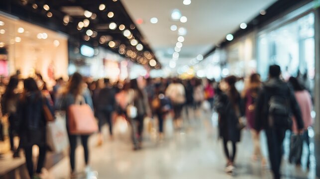 Shoppers enjoying retail therapy with bustling crowds and vibrant store displays, ideal for capturing the energy of shopping and consumerism