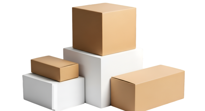 Stacked Cardboard Boxes on White Cubes