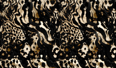 Leopard and zebra pattern design, illustration background, brown leopard and zebra design pattern. Textile print pattern.