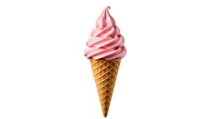 Pink Soft Serve Ice Cream Cone on Black Background