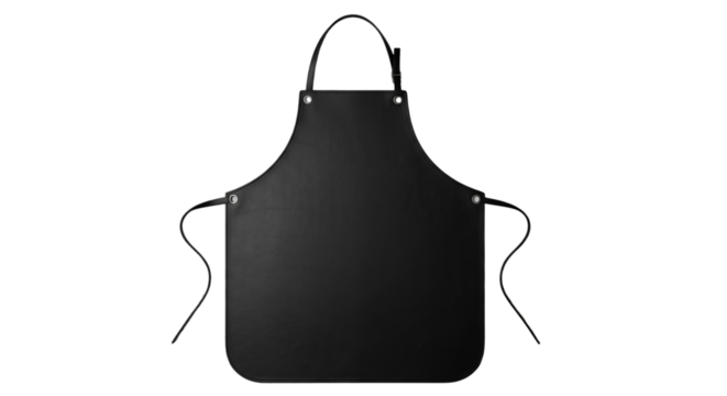 Black Leather Apron with Adjustable Neck Strap