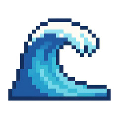 Fototapeta premium PNG Pixelated ocean wave illustration.