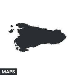 Fototapeta premium Monochrome Silhouette Map of Singapore Nation Asian City Country Isolated