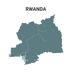 Rwanda Map Isolated on Transparent Background, Detailed Silhouette Outline Design