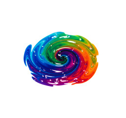Colorful swirl abstract art background rainbow paint texture vibrant design image on transparent background