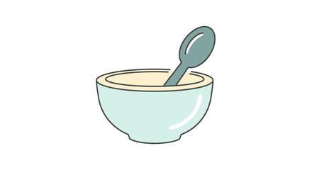 Hand-drawn illustration of a food stall vendor serving customers.