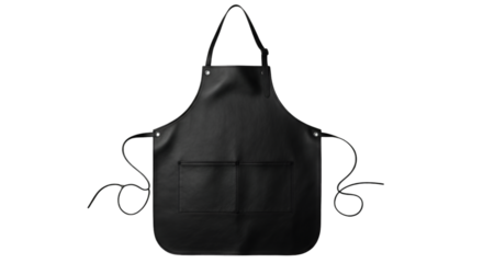 Black Leather Apron with Two Pockets