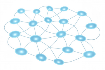 Abstract network connecting oval nodes, representing global digital communication, internet data, and technology concepts