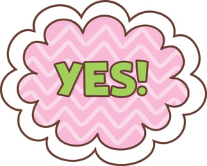 Green yes text on pink chevron cloud vector