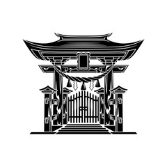 Elegant Japanese torii gate design, perfect for cultural projects or travel promotions showcasing Japan's rich heritage and architectural beauty