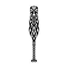 Striking tribal baseball bat design for bold branding, impactful sports logos, or edgy tattoo art that demands attention and embodies strength