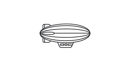Outlined Black and White Airship Illustration on White Background. © wongpunduh