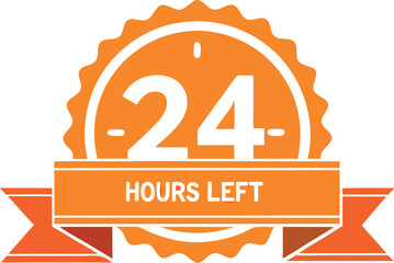 Orange twenty four hours left badge vector