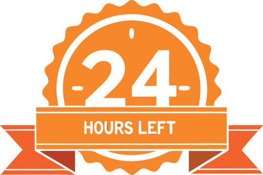 Orange twenty four hours left badge vector