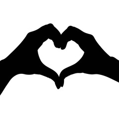 Obraz premium Vector art of silhouette of hands forming a heart shape, symbol of love, care, and connection represents affection, unity, and emotional expression