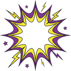 Purple yellow explosion burst lightning stars comic