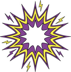 Purple yellow starburst lightning graphic bolt