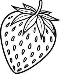 Detailed line art strawberry with seed dots fruit food
