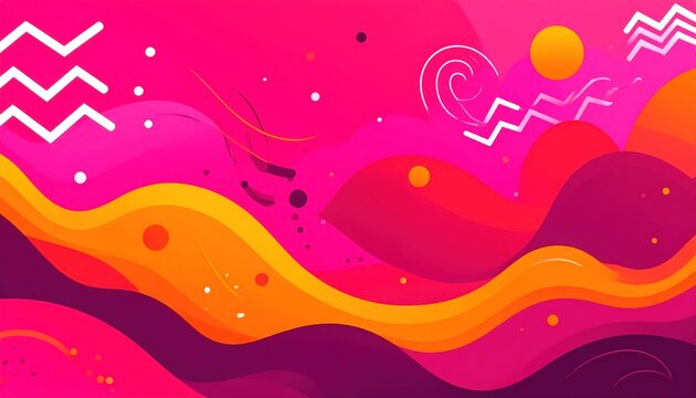 Vibrant and colorful abstract background with wavy shapes and geometric elements