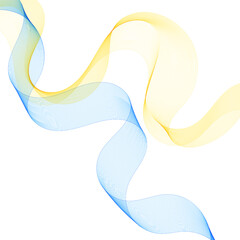 Two wavy lines of yellow and blue colors intersecting. Eps 10