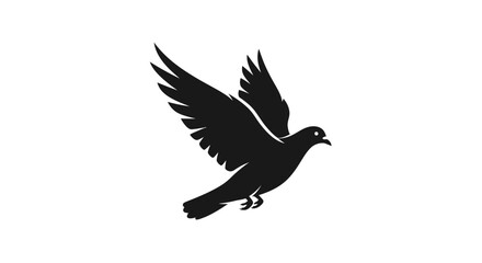 Obraz premium Black silhouette of a flying dove, vector illustration