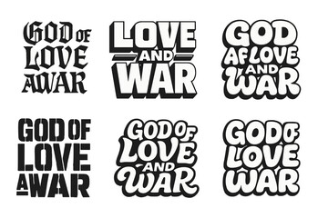 Fototapeta premium Love and War Typography. God of Love and War. Set lettering. harmonious lettering variations of the same emblematic concept (Gothic-inspired decorative type,
