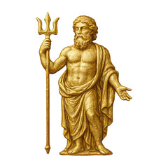 PNG Golden ancient god statue illustration.