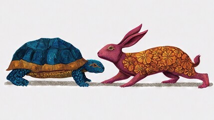   Turtle and Tortoise Facing Each Other