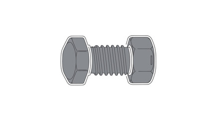 Hex Bolt and Nut Fastener Metal Hardware Component.