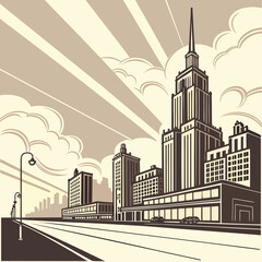 Fototapeta premium Retro-Future Skyline Grid