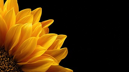   Sunflower Close-Up - Black Background