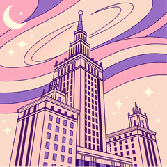 Fototapeta premium Retro-Futuristic Skyline Glow 1