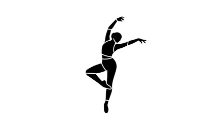 Silhouette of a graceful ballerina in a dynamic dance pose. © wong