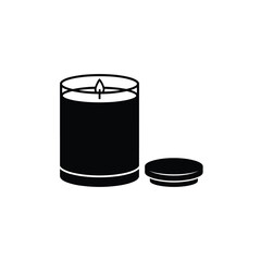 Candle jar with lid minimal vector silhouette black design isolated on white