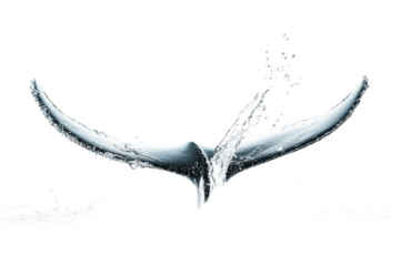Stunning whale tail water splash illustration on transparent background